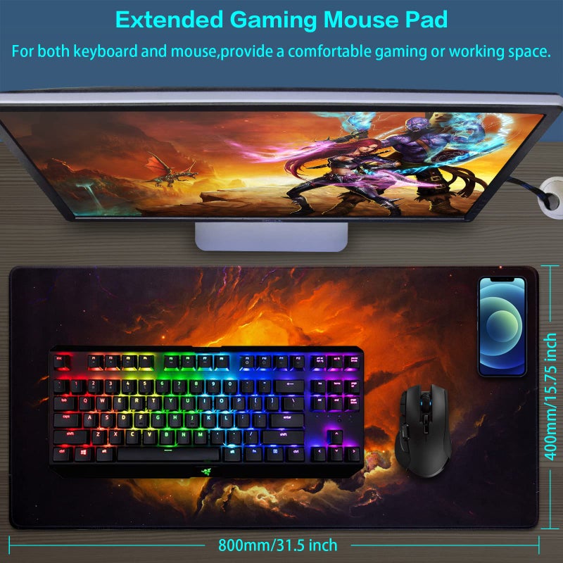 Canjoy Gaming Mouse Pad, Large Extended Mouse Pad Big Computer Mousepad for Home Office Gaming Work 31.5x15.7inch - Image 2