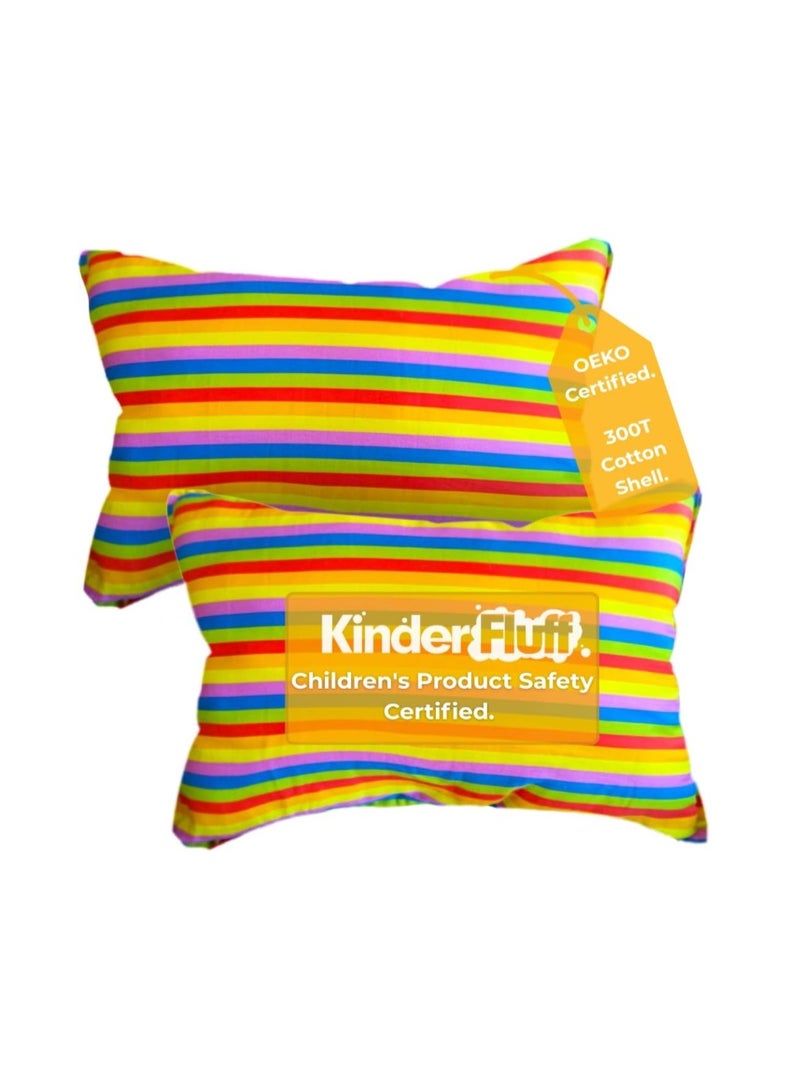 kinder Fluff Toddler Pillow (2pk) - The only Pillow for Kid 300T Soft Cotton & Down Alternative, Hypoallergenic & Machine Washable. Ideal Small Pillow for Toddler Bed & Travel pillow (33x46cm) - Image 1
