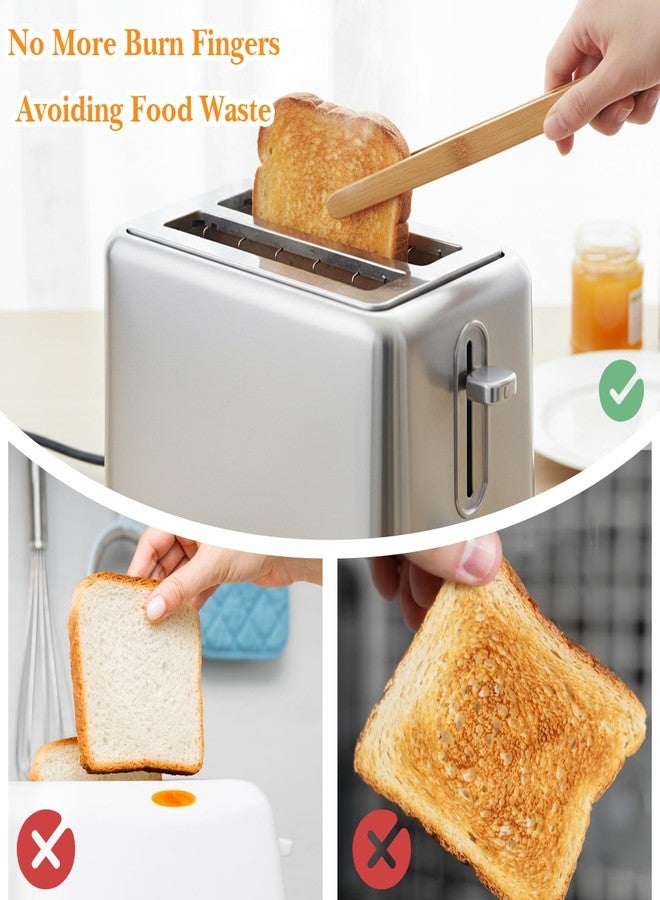 Elegaperma 8 Pcs 7In Bamboo Tongs for Toaster, Bamboo Toaster Tongs, Toast Tong for Toasters Natural Bamboos Kitchen Utensils for Handling Bread Pastries and Snacks Multi-Purpose Cooking Tools - Image 3