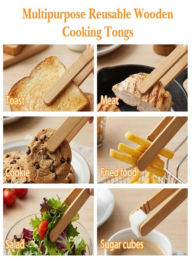 Elegaperma 8 Pcs 7In Bamboo Tongs for Toaster, Bamboo Toaster Tongs, Toast Tong for Toasters Natural Bamboos Kitchen Utensils for Handling Bread Pastries and Snacks Multi-Purpose Cooking Tools - Image 5