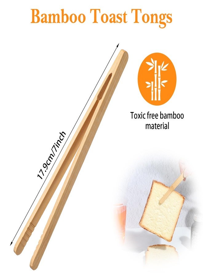 Elegaperma 8 Pcs 7In Bamboo Tongs for Toaster, Bamboo Toaster Tongs, Toast Tong for Toasters Natural Bamboos Kitchen Utensils for Handling Bread Pastries and Snacks Multi-Purpose Cooking Tools - Image 2