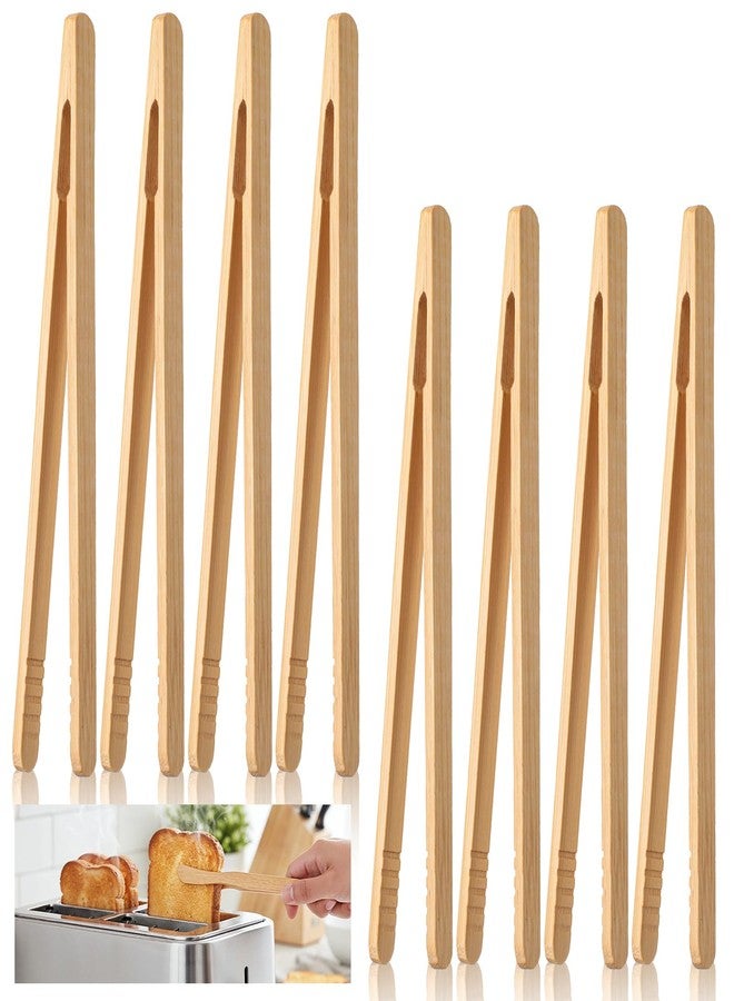 Elegaperma 8 Pcs 7In Bamboo Tongs for Toaster, Bamboo Toaster Tongs, Toast Tong for Toasters Natural Bamboos Kitchen Utensils for Handling Bread Pastries and Snacks Multi-Purpose Cooking Tools - Image 1