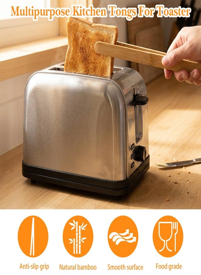 Elegaperma 8 Pcs 7In Bamboo Tongs for Toaster, Bamboo Toaster Tongs, Toast Tong for Toasters Natural Bamboos Kitchen Utensils for Handling Bread Pastries and Snacks Multi-Purpose Cooking Tools - Image 4