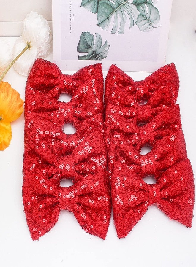 Jeffan 12 Pieces Red Sequin Bows for Girls 4.7" Large Cheer Hair Bow with Alligator Clips Hair Accessories for Kids Toddler Cheerleaders Teen Girls College Sports - Image 4