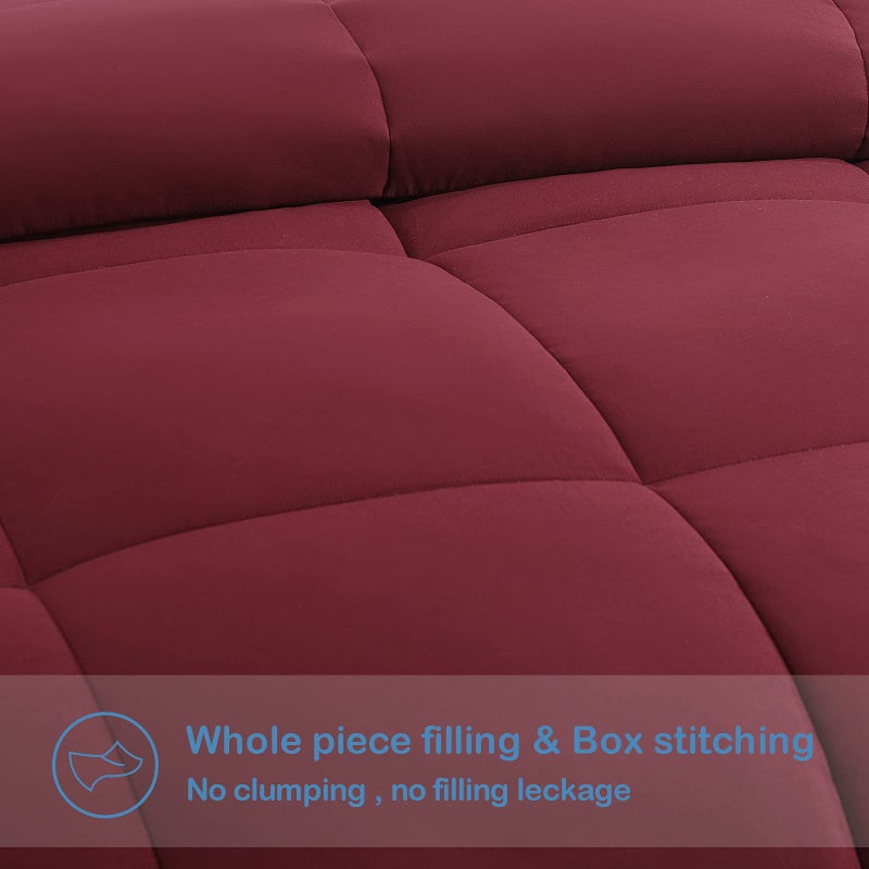 EASELAND Queen Size Down Alternative Comforter - Quilted Duvet Insert for All Seasons, Soft Lightweight with Corner Tabs, Summer Winter Warm Bedding, Burgundy 88×88 Inches - Image 3