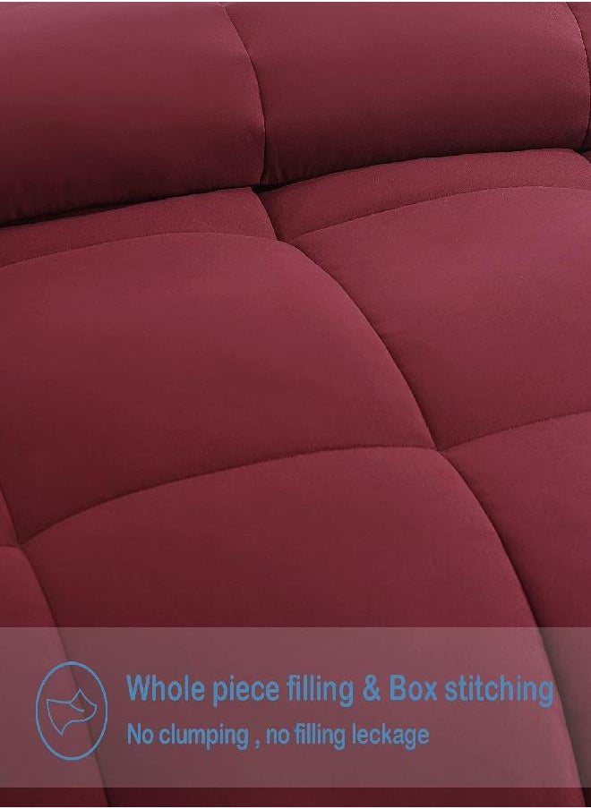 EASELAND EASELAND All Season Queen Size Soft Quilted Down Alternative Comforter Reversible Duvet Insert with Corner Tabs,Winter Summer Warm Fluffy,Burgundy,88x88 inches  - Image 3