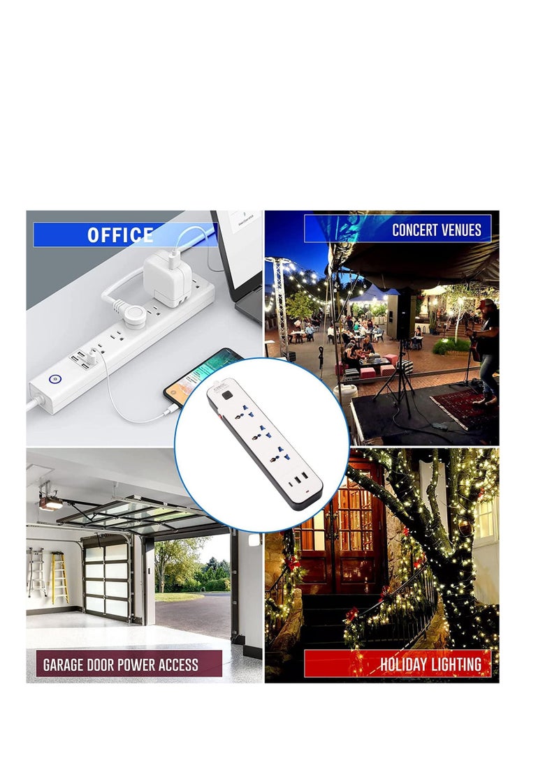 TYCOM - Power Strip Extension with USB Extension Cord Flat Plug with Widely Three AC Outlet and Two USB and One Type C Small Desktop Station with Six feet Power CordCompact Socket. - Image 1