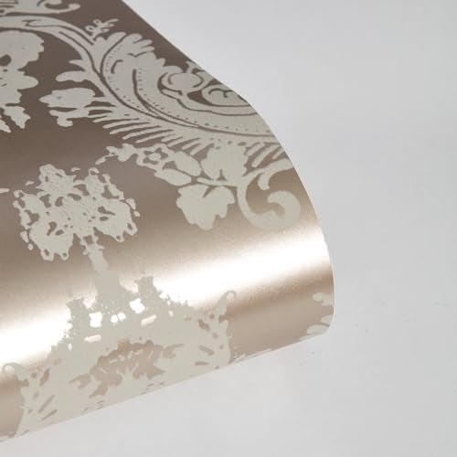 Tempaper Textured Beige Damsel Removable Peel and Stick Damask Wallpaper, 20.5 in X 16.5 ft, Made in The USA - Image 5