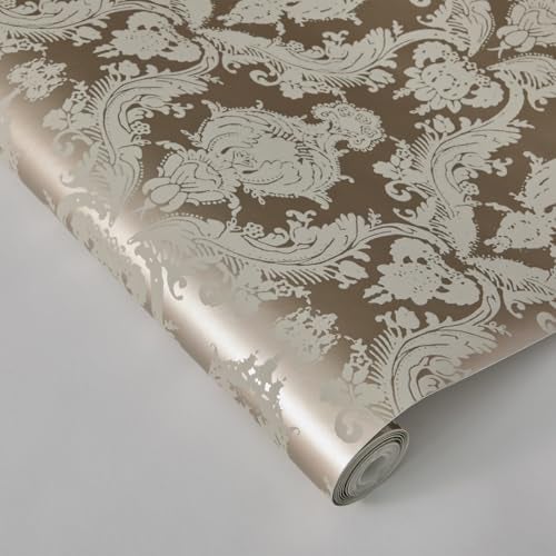 Tempaper Textured Beige Damsel Removable Peel and Stick Damask Wallpaper, 20.5 in X 16.5 ft, Made in The USA - Image 2