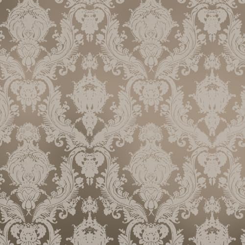 Tempaper Textured Beige Damsel Removable Peel and Stick Damask Wallpaper, 20.5 in X 16.5 ft, Made in The USA - Image 1