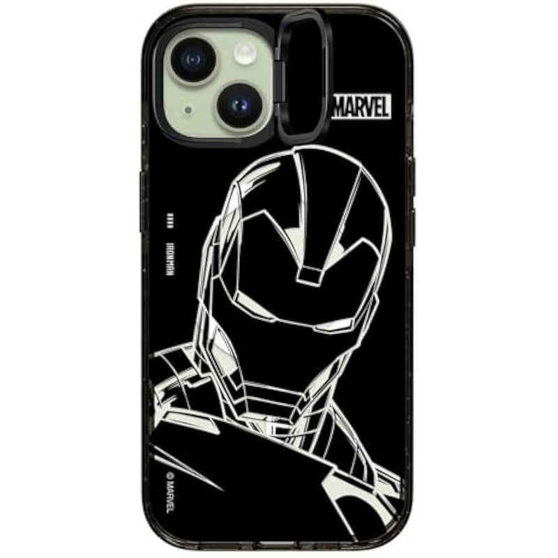 Casetify Impact Ring Stand iPhone 15 Case 【Iron Man Co-Lab / 3X Military Grade Drop Tested / 6.6ft Drop Protection/Compatible with Magsafe】 - Iron Man - Black - Clear Black - Image 3