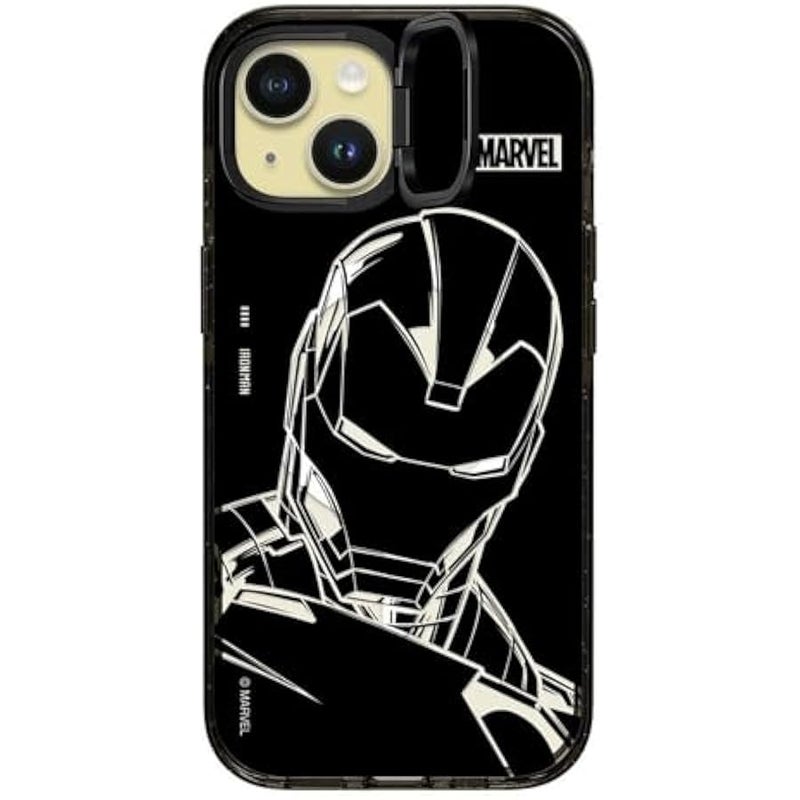Casetify Impact Ring Stand iPhone 15 Case 【Iron Man Co-Lab / 3X Military Grade Drop Tested / 6.6ft Drop Protection/Compatible with Magsafe】 - Iron Man - Black - Clear Black - Image 2