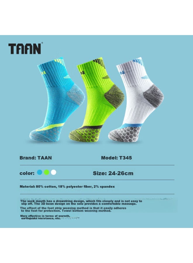 Taan Badminton Socks, Sports Socks, Thickened Terry Bottom, High Tube Men's Socks, T345 Mixed Colors, 3 Pairs Per Pack - Image 5