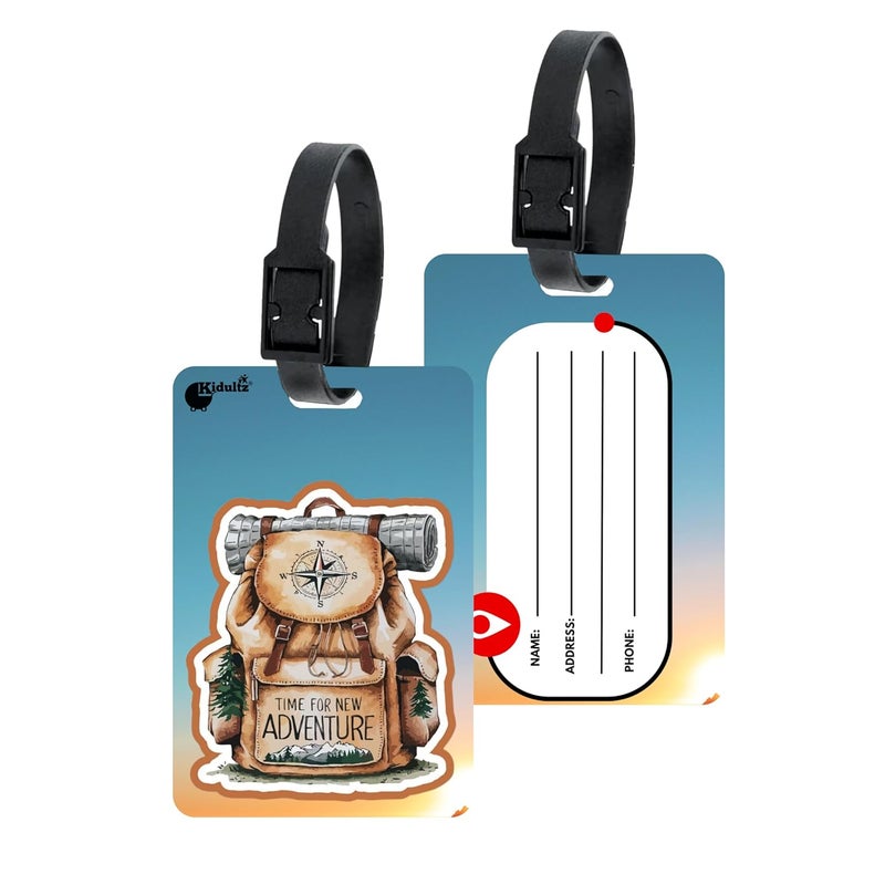 (Set of 10) Synthetic Luggage Tags with Black Strap Loop | Durable, Waterproof, Anti-Break Travel ID Tags for Suitcases, Backpacks, School & Office Bags (Model No.19)