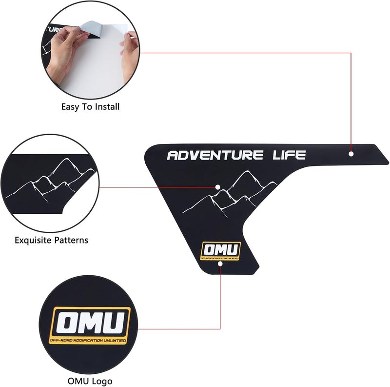 OMU Fender car Stickers for 2018-2024 Jeep Wrangler JL, Vent Stickers Mountain Pattern Decals, Durable Exterior Accessories for Off - Road Style Enhancement - Image 2