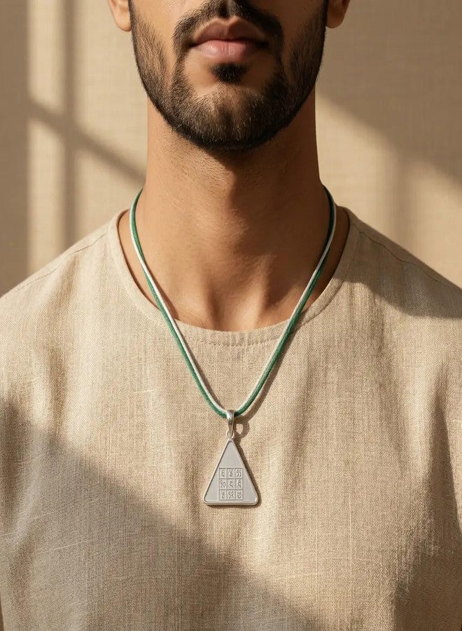 Trishakti Silver Budh Pyra Yantra Locket Energized Budh Pyra Yantra Pendant for Uplifting Budh and Shukra Silver, 6-7 gm, Triangle shape - Image 2