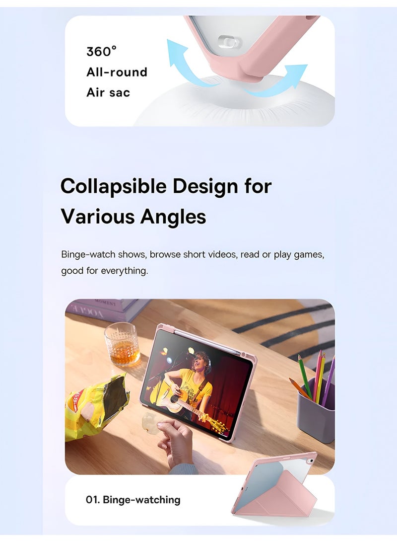 Wtech Apple iPad mini 5G (8.3 inch) (A17 Pro) 7th Generation 2024 Symmetry 360 Smart Folio Series Auto Awake/Auto Sleep Leather Texture and Transparent Back with Pen Holder Case Cover - Rose Gold - Image 3