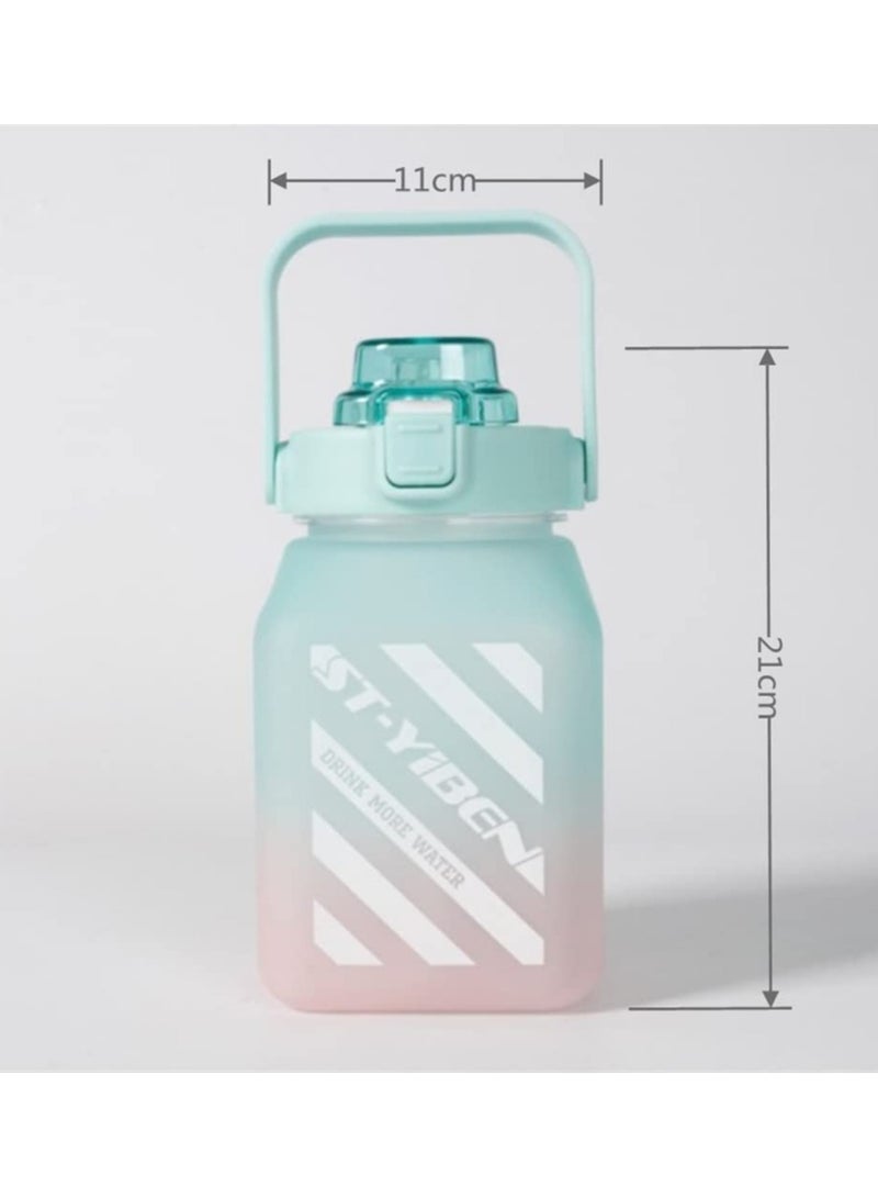 Cool Baby COOLBABY 1500ML Large Water Jug with Straw, Square Kawaii Water Bottle（Green） - Image 3