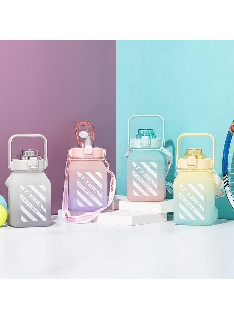 Cool Baby COOLBABY 1500ML Large Water Jug with Straw, Square Kawaii Water Bottle（Green） - Image 5