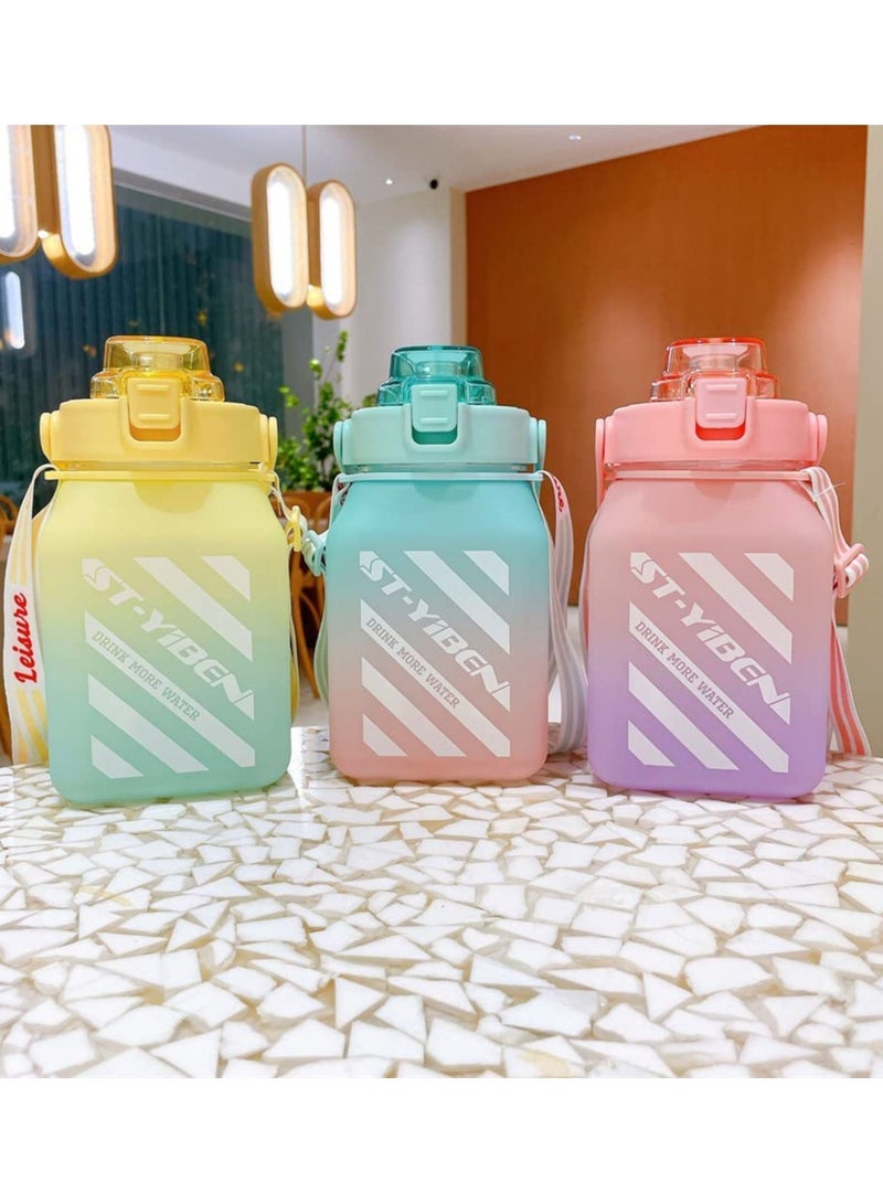 Cool Baby COOLBABY 1500ML Large Water Jug with Straw, Square Kawaii Water Bottle（Green） - Image 4
