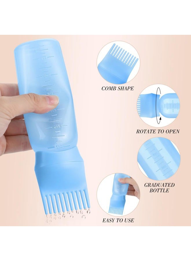 Pimoys Hair Oil Applicator Bottle for Scalp, Root Comb Applicator Bottles Hair Dye Squeeze Bottle Hair Coloring Tools (Blue) - Image 4