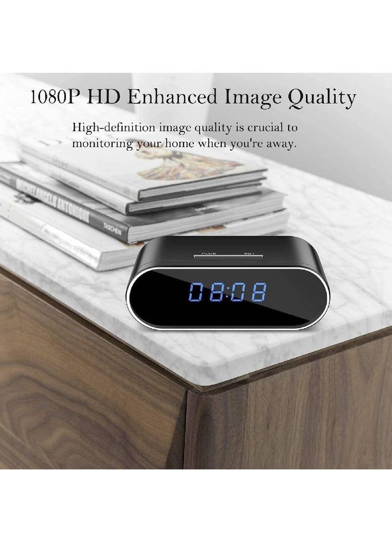 جينيكست - كاميرا مخفية، كاميرا تجسس HD 1080P واي فاي مع ساعة منبه مع رؤية ليلية/كشف الحركة/تسجيل حلقة كاميرا أمان لاسلكية، شاشة تسجيل فيديو مربية كام - Image 1