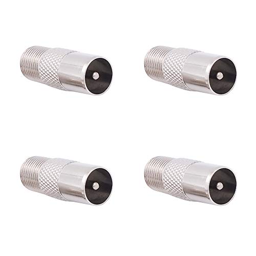 Fancasee 4-Pack 75 Ohm F Type Female to PAL Male Plug Jack Adapter Barrel Connector Coupler Converter for TV Satellite FM Coax Coaxial Cable Antenna - Image 2
