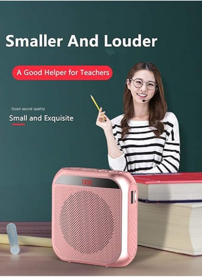 Generic Portable Voice Amplifier For Teachers  2200mAh Rechargeable Personal Amplifier Mic PA System Headset Microphone With Speaker For Teachers  Training  Meeting  Tour Guide   Yoga Classroom   Rose Gold  - Image 2