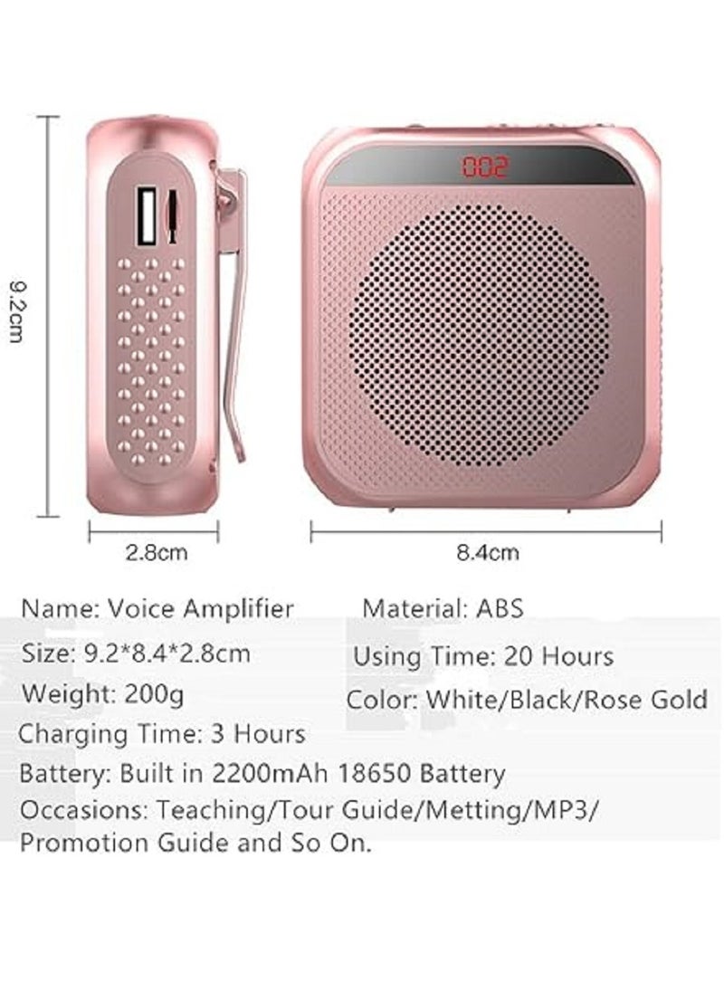 Generic Portable Voice Amplifier For Teachers  2200mAh Rechargeable Personal Amplifier Mic PA System Headset Microphone With Speaker For Teachers  Training  Meeting  Tour Guide   Yoga Classroom   Rose Gold  - Image 3