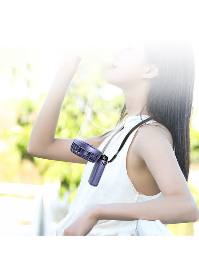 Mini Handheld Fan, 5 Speeds Portable Personal Fans with LED Screen 90° Adjustable Cooling Fan Removable Base, 5000mAh Quiet USB Fan for Home Office Outdoor Travel, 16-24 Hours Working (Purple) - Image 5