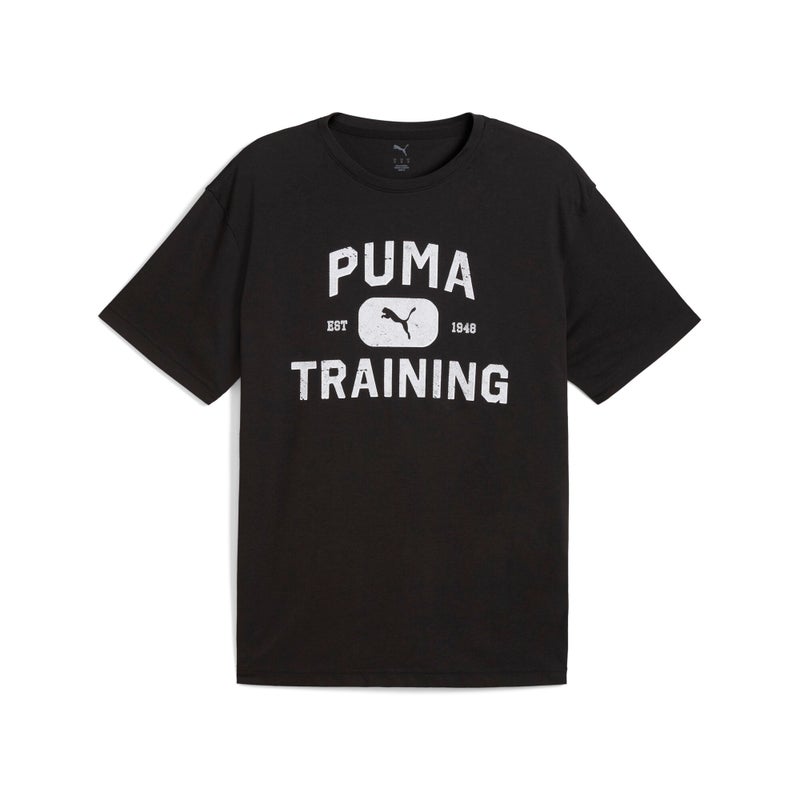 PUMA GRAPHICS Logo Relaxed Mens Black Training T-shirt - Image 4