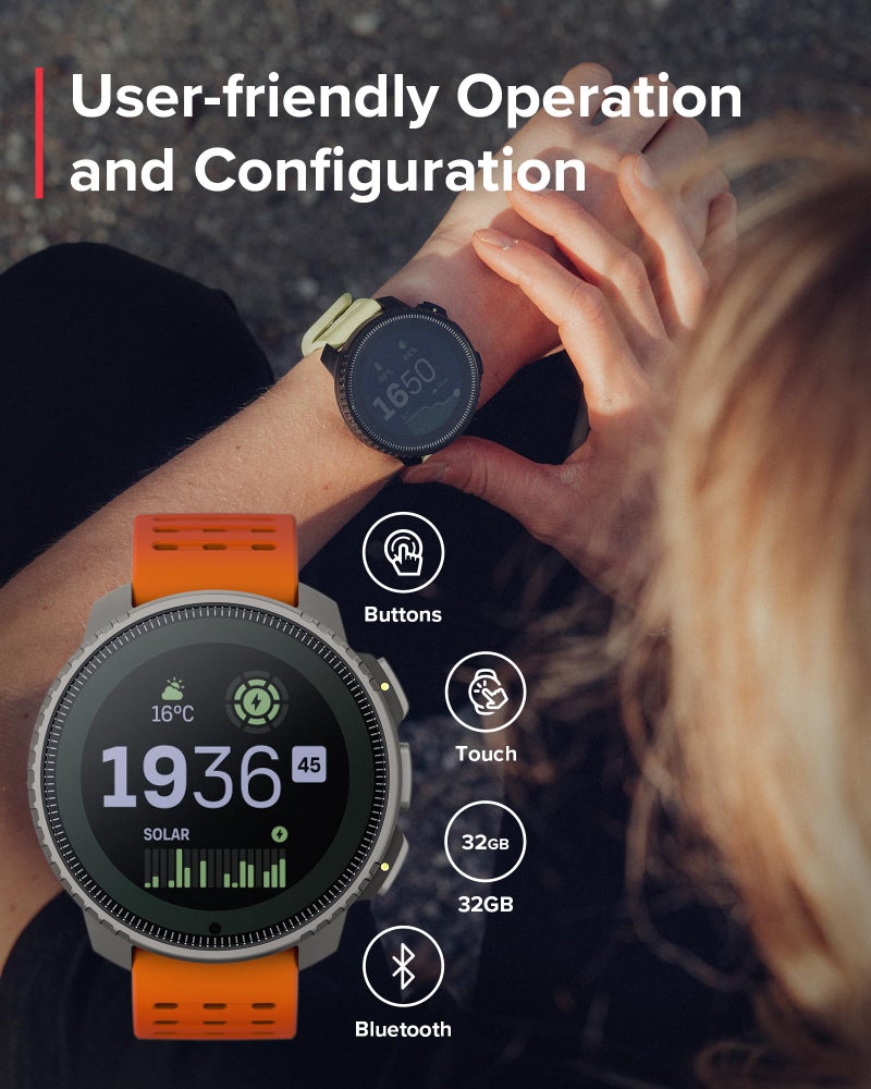 Suunto ساعة SUUNTO العمودية الشمسية الرياضية مع GPS، ساعة جري ببطارية تدوم 60 يومًا، ساعة ذكية متعددة الرياضات مع شاشة تعمل باللمس، دعم متقدم لصحة القلب والتعافي، نظام تحديد المواقع العالمي المزدوج، خريطة عالمية غير متصلة، تيتانيوم كانيون - Image 5