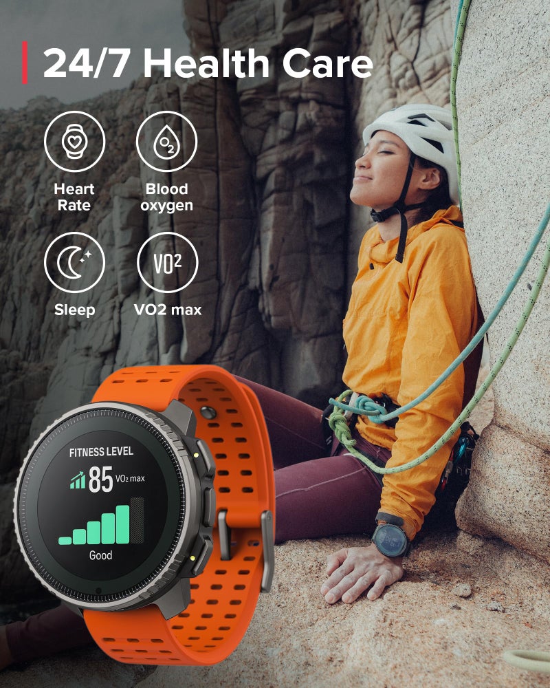 Suunto ساعة SUUNTO العمودية الشمسية الرياضية مع GPS، ساعة جري ببطارية تدوم 60 يومًا، ساعة ذكية متعددة الرياضات مع شاشة تعمل باللمس، دعم متقدم لصحة القلب والتعافي، نظام تحديد المواقع العالمي المزدوج، خريطة عالمية غير متصلة، تيتانيوم كانيون - Image 2