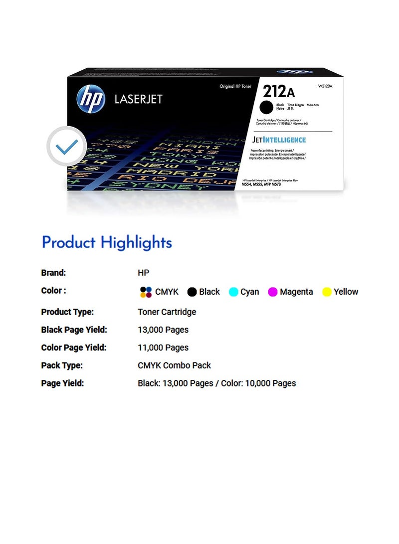 HP 212A Full Set Toner Cartridge HP Color LaserJet Enterprise Flow MFP M578 series Black,Cyan,Magenta,Yellow - Image 2