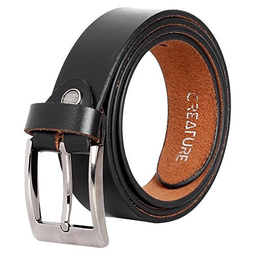 Creature Formal/Casual Black Color Genuine Leather Belts For Men (Length- 46 inches || BL-020-35MM) - Image 1