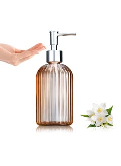 Oasisgalore 2PC 14oz Glass Soap Dispenser with Stainless Steel Pump, for Kitchen and Bathroom (Orange).  - Image 2