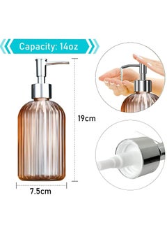 Oasisgalore 2PC 14oz Glass Soap Dispenser with Stainless Steel Pump, for Kitchen and Bathroom (Orange).  - Image 3