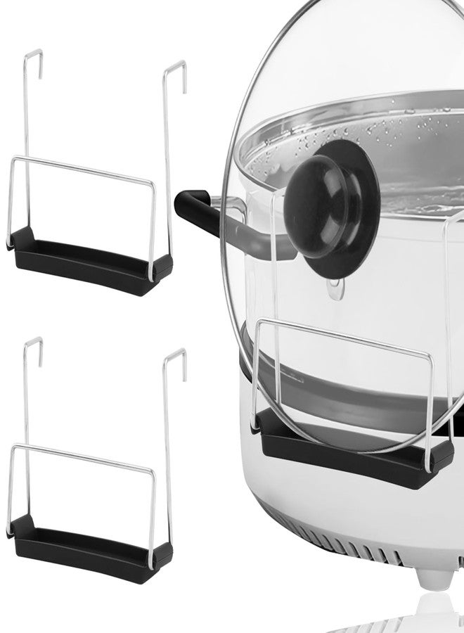 EMVANV Slow Cooker Lid Holder for Cooking, 2pcs Stainless Steel Pot Rack With Silicone Sink, Keeps Countertop No Mess (Black) - Image 2
