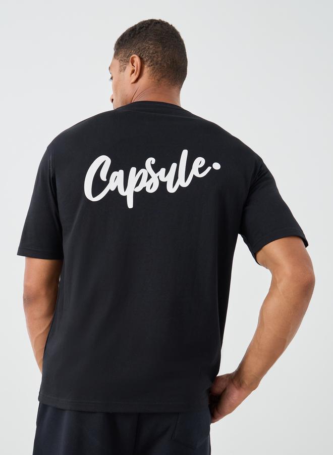 Styli Slogan Print Crew Neck Oversized T-Shirt - Image 1