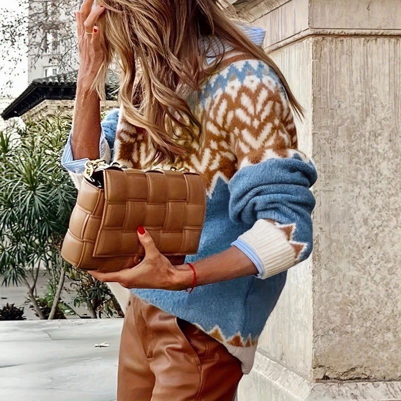 كنزة شتوية سميكة بنمط فير آيل للكريسماس للنساء - Image 2