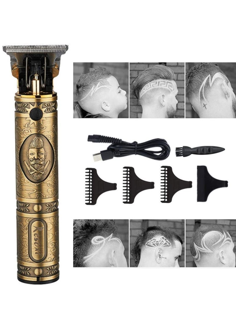 Men's Bronze Retro Hair Clippers with Limit Comb & USB Port - Image 1