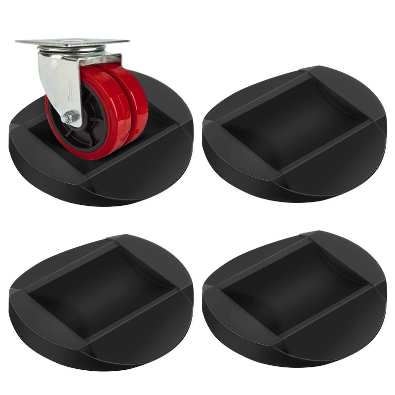 Nonley Furniture Stopper, 4 Pack 3"x3" Wheel Stoppers Bed Stoppers Furniture Caster Cups - Premium Solid Rubber Caster Cups Fits to All Floors & Wheels of Sofas, Beds, Chairs, Prevents Scratches - Image 1