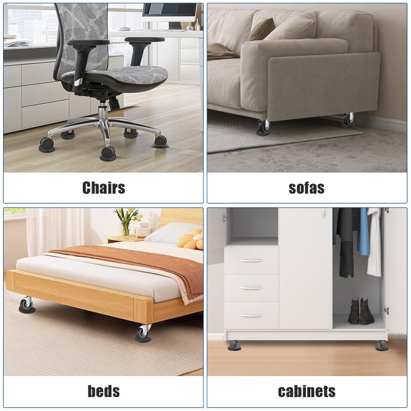 Nonley Furniture Stopper, 4 Pack 3"x3" Wheel Stoppers Bed Stoppers Furniture Caster Cups - Premium Solid Rubber Caster Cups Fits to All Floors & Wheels of Sofas, Beds, Chairs, Prevents Scratches - Image 5