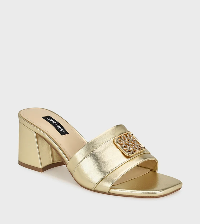 NINE WEST GALEY Embellished Block Heel Sandals