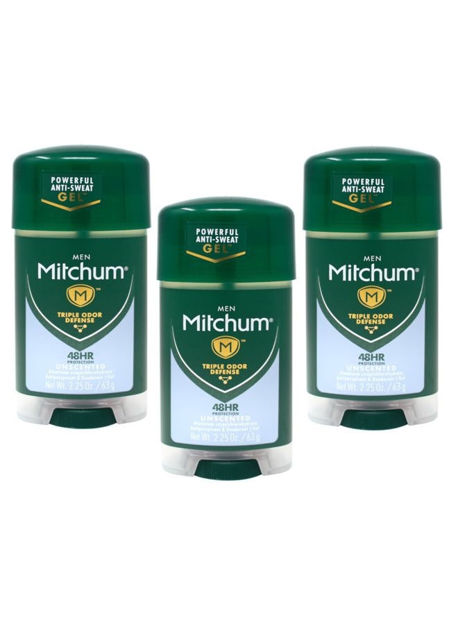 Mitchum Power Gel Antiperspirant Deodorant - Unscented - Net Wt. 2.25 OZ (63 g) - Pack of 3 - Image 1
