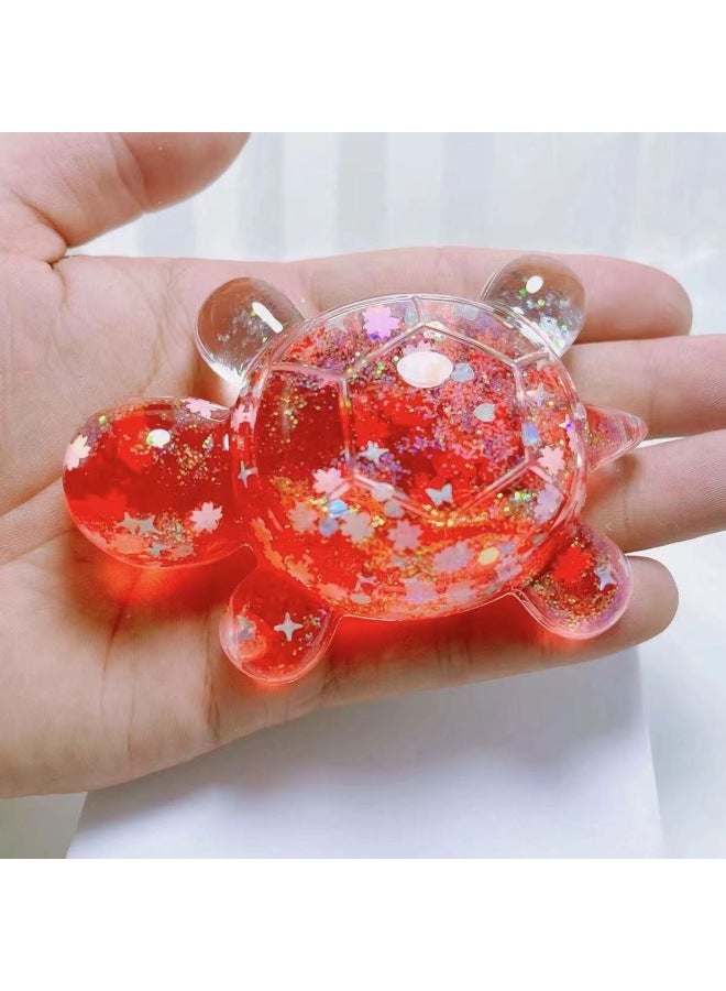 Quicksand Tortoise Flash Tortoise Large Oil Big Tortoise Shake Tone To Touch Cute Tortoise Luminous Small Ornaments-Color:Yellow-Specifications:Dried Flowers