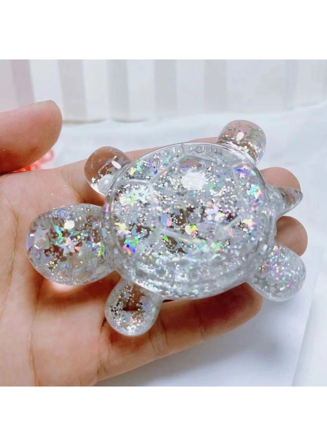 Quicksand Tortoise Flash Tortoise Large Oil Big Tortoise Shake Tone To Touch Cute Tortoise Luminous Small Ornaments-Color:Yellow-Specifications:Dried Flowers