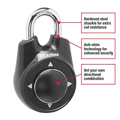 Master Lock 1500iD Set Your Own Directional Combination Padlock, Black - Image 2