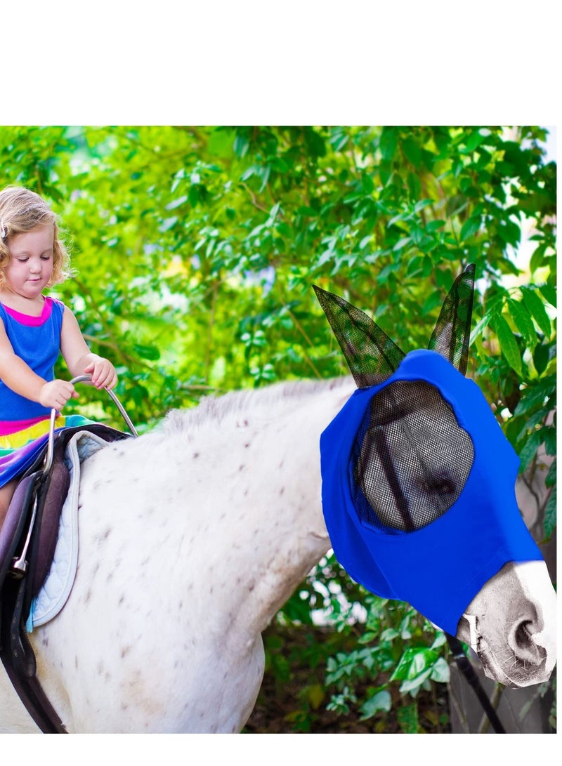 Y&D 3 Pieces Horse Fly Mask with Ears Protection Smooth Elastic Sun for Horses, Colors (Purple, Blue, Pink,L)  - Image 5