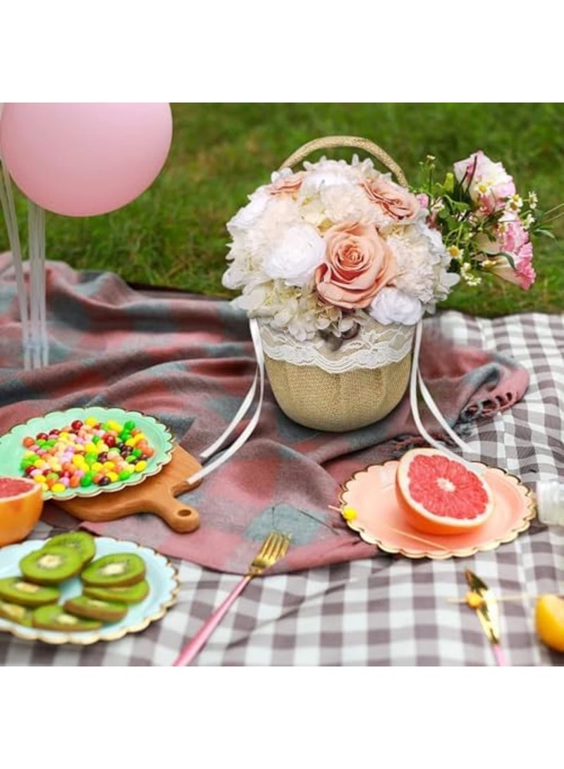 Luckam Small Wicker Basket with Handle - Flower Girl Baskets for Weddings Rattan Basket Wedding Gift Flower Basket - Wicker Baskets Decorative Baskets for Home Decor Willow Basket Wicker Storage Basket - Image 2